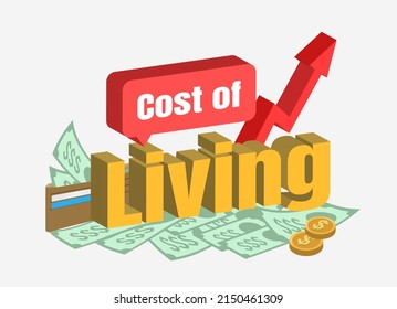 Rising Cost Of Living. Concepts Of Inflation, Labor Shortages, Higher Energy Bills And Supply Chain Delays.