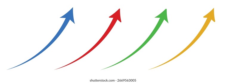 Seta de curva ascendente design estilo plano ícones coloridos apontando para cima