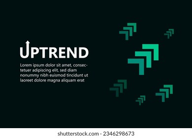 Rising Digital Green Arrows in Uptrend Right Direction. Green arrows surge: Illustrating uptrend with dynamic motion. Vector design signifies positive market movement and growth, pointing right.