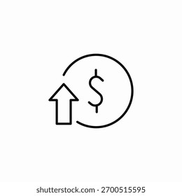 rising dollar cost increase icon sign vector