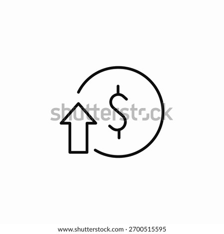 rising dollar cost increase icon sign vector