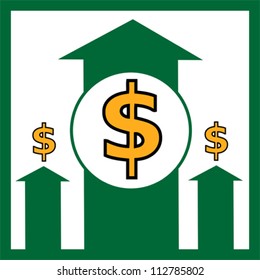 Rising dollar - vector illustration