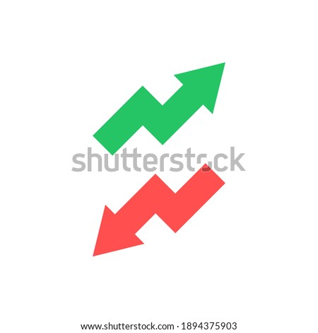 Rising and falling arrow icon. Business concept. Increase and decrease sign. Vector isolated on white.