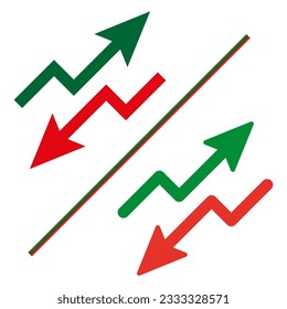 Rising and falling arrow icon. Increase and decrease sign. Vector illustration. EPS 10.