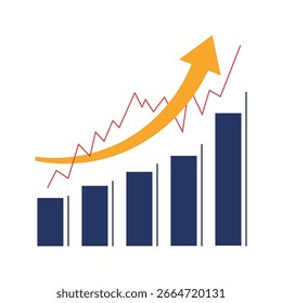 Rising financial graph with upward arrow and data lines chart finance