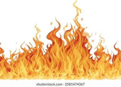 Rising flames line art silhouette vector on white background