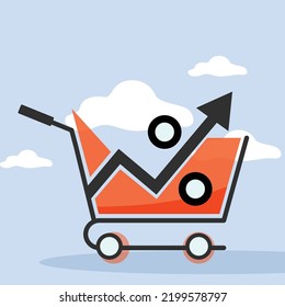 Rising food prices crisis and rising commodities prices, consumer goods price rise vector illustration