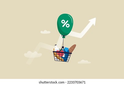 Rising Food Prices. Inflation causing price rising up. Illustration