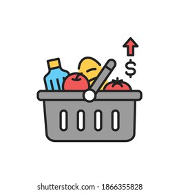 Rising food prices line color icon. Sign for web page, mobile app