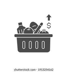 Rising food prices line color icon. Sign for web page, mobile app, button, logo