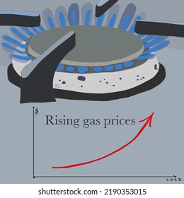 Rising Gas Prices. Rising Prices For Natural Gas, Combustion Of Gas In A Gas Burner