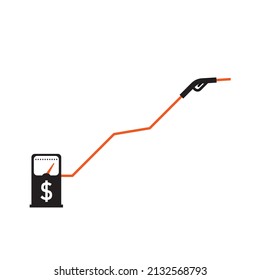 rising gasoline prices illustration  - gas pump hose in form of a graph