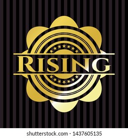 Rising golden emblem or badge. Vector Illustration. Detailed.
