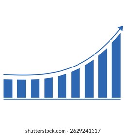 Rising graph, bar chart, flat icon, flat design vector illustration, economic chart, flat style, finance Blue