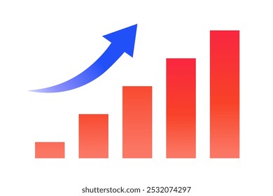 Rising graph with blue gradient arrows