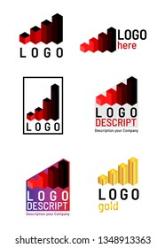 Rising graph or chart logo pack