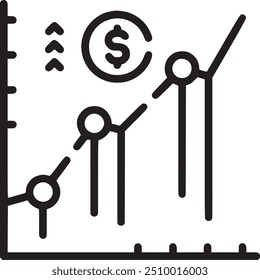 Gráfico ascendente con signo de dólar, que representa el crecimiento financiero o el aumento del mercado. Gráfico en alza con icono de signo de dólar que representa el crecimiento financiero, el aumento del mercado y el éxito económico. EPS