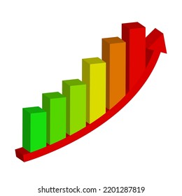 Rising Graph From Green To Red For Financial Crisis Inflation Or Cost Of Living Infographic 3d Element