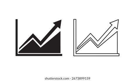 Rising graph icon set with transparent background