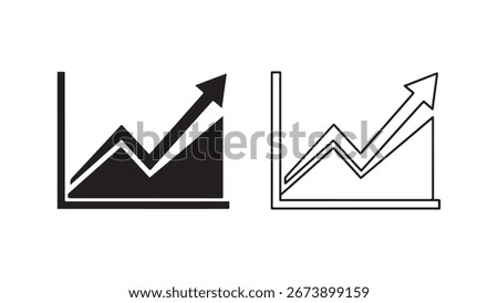 Rising graph icon set with transparent background