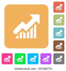 Rising graph icons on rounded square vivid color backgrounds