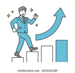 A rising graph and a man in a suit