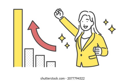 Rising graph and suit woman