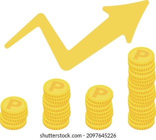 A rising graph that can be used for the economy and the economy, accumulated money