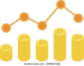 A rising graph that can be used for the economy and the economy, accumulated money