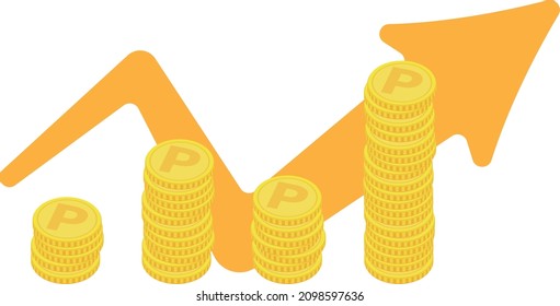 A rising graph that can be used for the economy and the economy, accumulated money