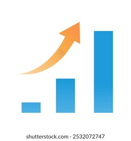 Rising graph with yellow gradient arrows