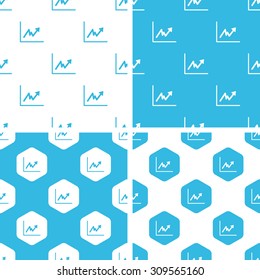 Rising graphic patterns set, simple and hexagon, blue and white