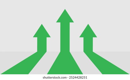 Seta verde ascendente. Símbolo monetário com seta alongada para cima. preços em alta. Ícone de venda de custo de negócios. aumento de salário em dinheiro. ilustração do vetor de crescimento de investimento.