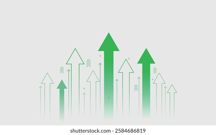 Rising green arrow. Money symbol with stretching arrow up. rising prices. Business cost sale icon. cash salary increase. investment growth vector illustration.