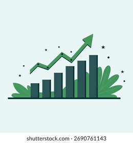 Rising Growth Chart Vector Illustration.