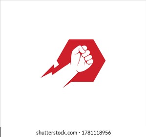 rising hand fist the symbol of power determination and strong freedom vector logo design template
