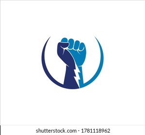 rising hand fist the symbol of power determination and strong freedom vector logo design template