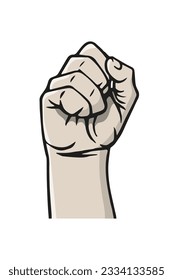 Rising hand fist symbolizing protest, rebel, independence, power or freedom. Vector illustration