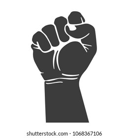 Rising hand fist vector illustrtion. Protest, rebel, independence, power or freedom symbol.