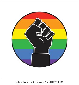 Rising hand in rainbow For Pride Month Vector Design