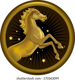 rising horse in Gold
