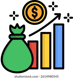 Rising Icon Lineal Color Vector Illustration