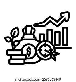 Rising Icon in Outline Style. Simple Vector Design. Simple Vector Outline Icon