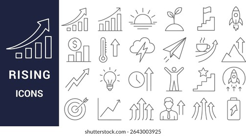 Rising Icons for Growth, Progress, Success, and Motivation Concepts