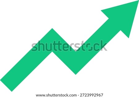 Rising increase up icon vector. Green upward arrow. Growth and succes icon. Business growth chart with an arrow, and a growing graph icon