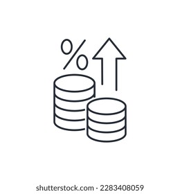 Rising inflation. The concept of economic recession and monetary value. Vector linear icon isolated on white background.