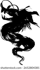 Rising ink style dragon illustration vector art