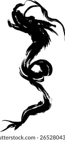 Rising ink style dragon illustration vector art