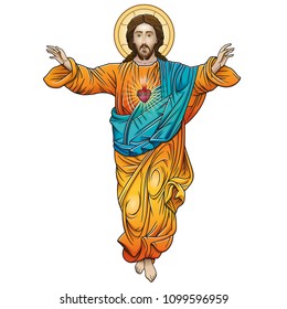 Rising Jesus Christ The Son of God colored vector illustration