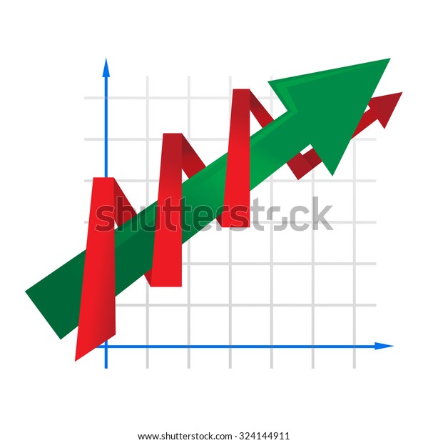 Rising Line Chart Diagram Red Green Stock Vector (Royalty Free ...